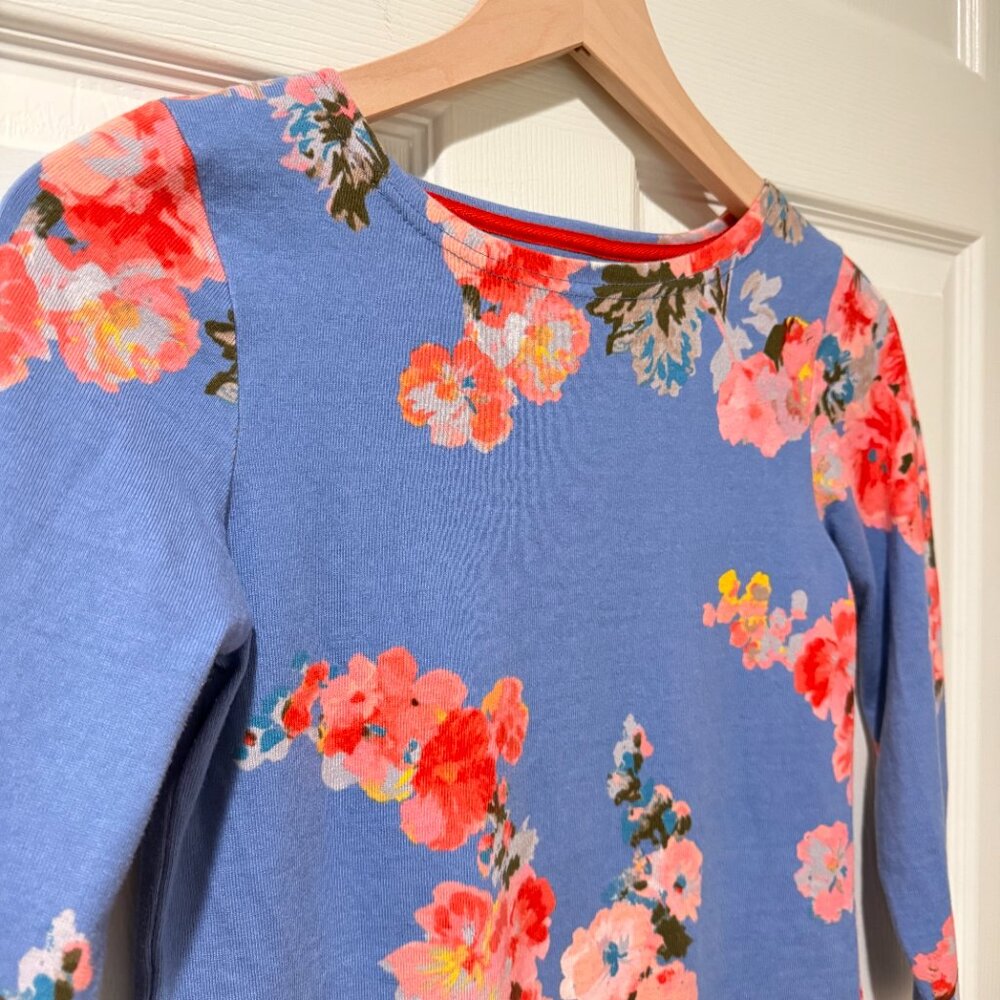 Joules Harbour Print Blue Floral Jersey Top British 100% Cotton US 2 / UK 6 - Picture 2 of 12